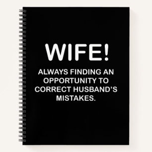 Wife Funny Typography Wife  Notebook