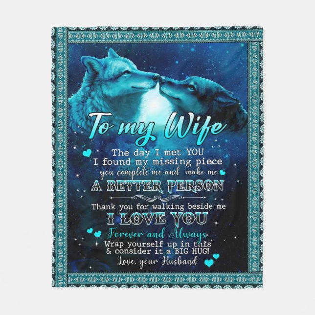 Wife Gifts | Letter To My Wife I Love You Forever Fleece Blanket (Front)