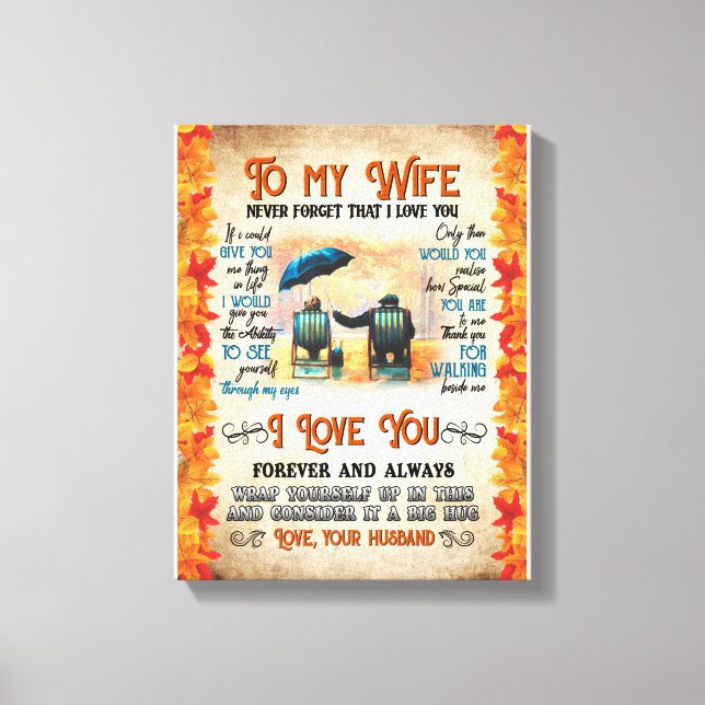 Wife Gifts | Letter To My Wife Love From Husband Canvas Print (Front)