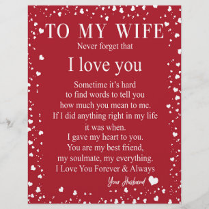 Wife Gifts   Letter To My Wife Love From Husband Custom Letterhead