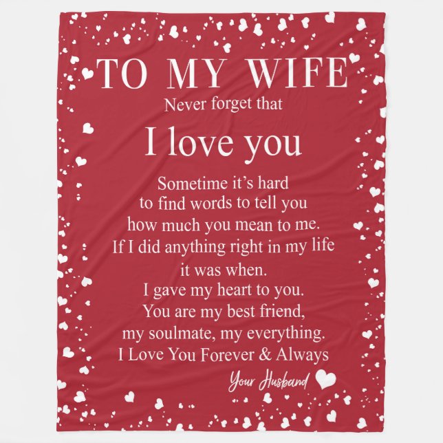 Wife Gifts | Letter To My Wife Love From Husband Fleece Blanket (Front)