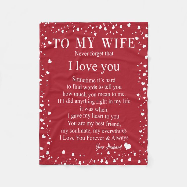 Wife Gifts | Letter To My Wife Love From Husband Fleece Blanket (Front)