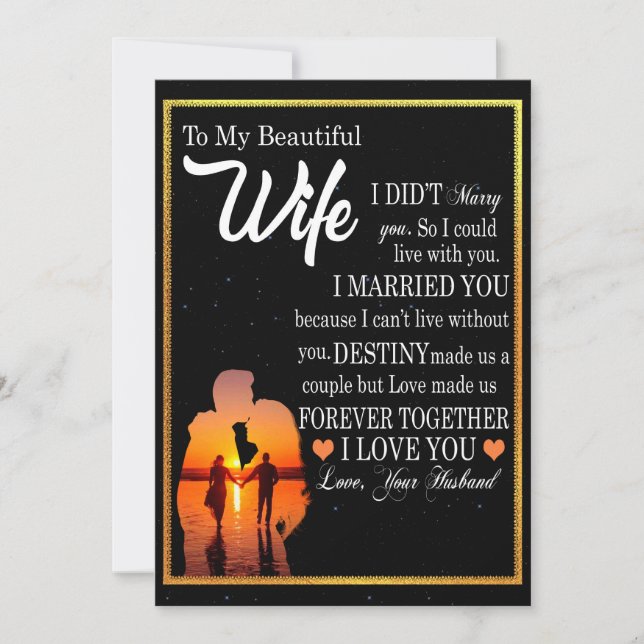 Wife Gifts | Letter To My Wife Love From Husband Holiday Card (Front)