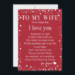 Wife Gifts | Letter To My Wife Love From Husband Holiday Card<br><div class="desc">Wife Gifts | To My Wife Never Forget That I Love You Love From Husband</div>