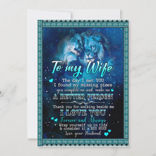 Wife Gifts | Letter To My Wife Love From Husband Invitation (Front)