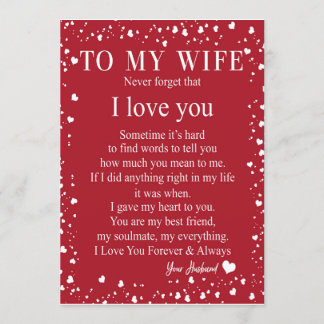 Wife Gifts | Letter To My Wife Love From Husband Invitation