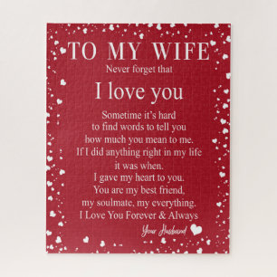 Wife Gifts Letter To My Wife Love From Husband Jigsaw Puzzle