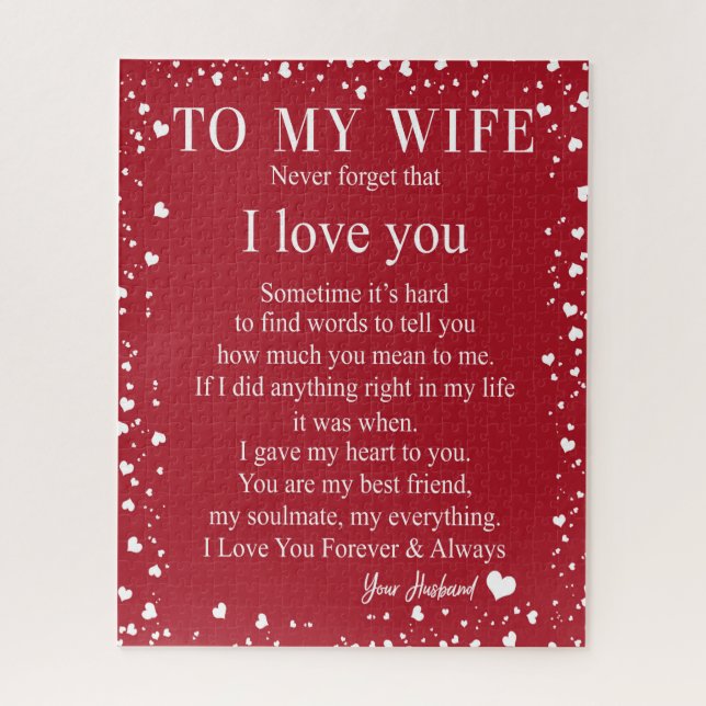 Wife Gifts | Letter To My Wife Love From Husband Jigsaw Puzzle (Vertical)