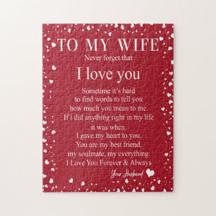 Wife Gifts Letter To My Wife Love From Husband Jigsaw Puzzle