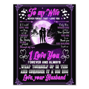 Wife Gifts   Letter To My Wife Love From Husband Photo Print