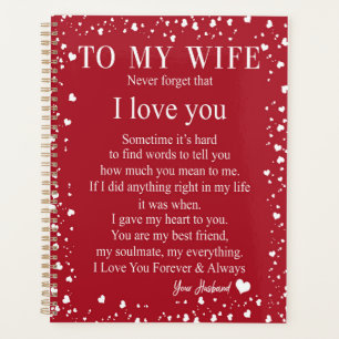 Wife Gifts Letter To My Wife Love From Husband Planner