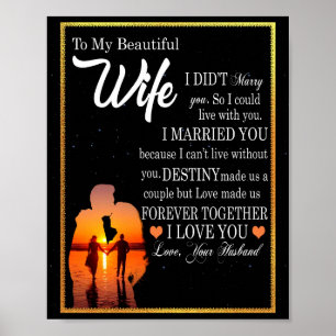 Wife Gifts   Letter To My Wife Love From Husband Poster