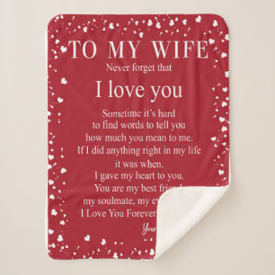 Wife Gifts   Letter To My Wife Love From Husband Sherpa Blanket