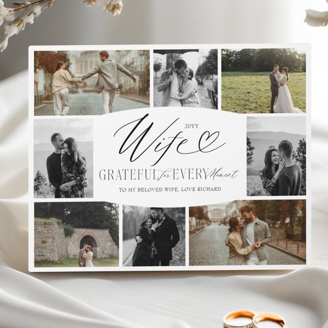 Wife Grateful for Every Moment Photo Collage Plaque (Wife Grateful for Every Moment Photo Collage Plaque)