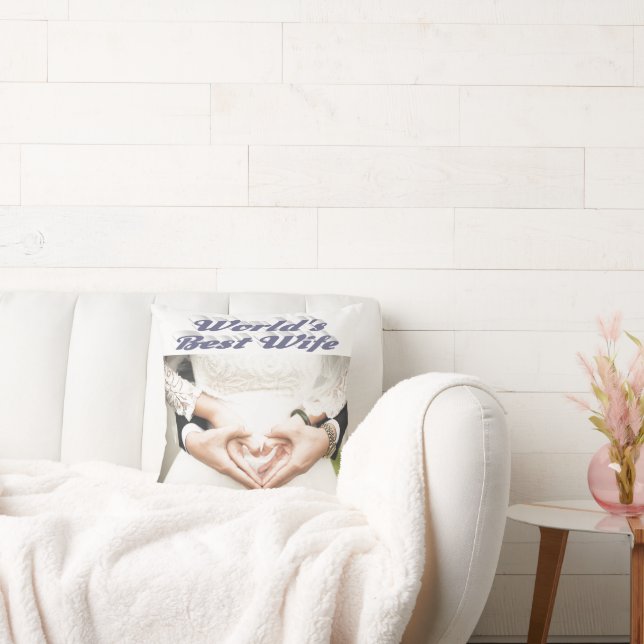 Wife grey text photo cushion (Couch)