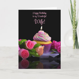 Wife Happy Birthday with Pink Cupcake Card