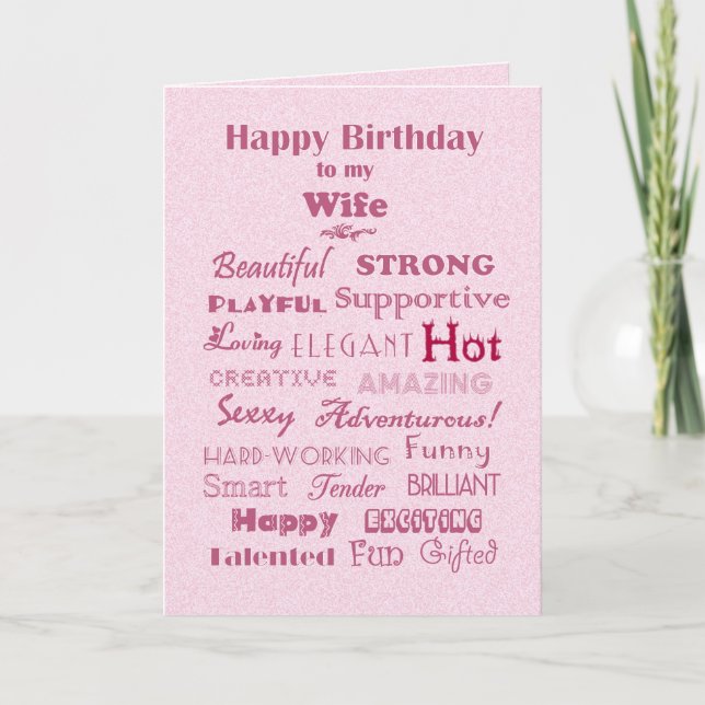 Wife Happy Birthday Words of Praise Card (Front)