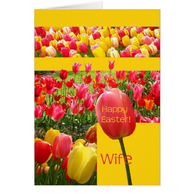 Wife Happy Easter Tulip card (Front)