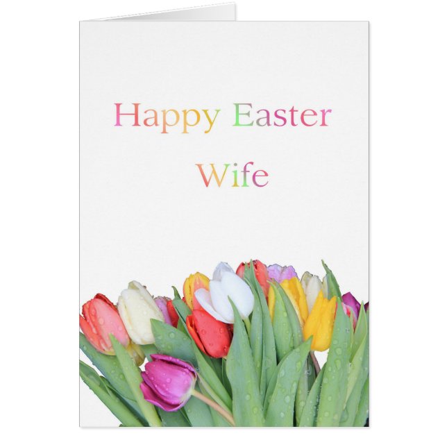 Wife Happy Easter Tulip card (Front)