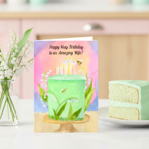 Wife Happy May Birthday Lily of Valley Card