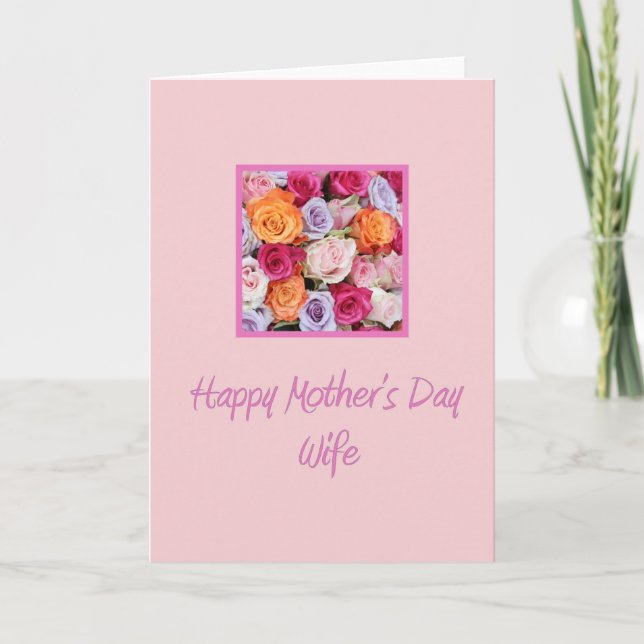 Wife  Happy Mother's Day rose card (Front)