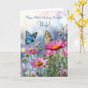 Wife Happy Mothers Day with Pretty Flowers  Card