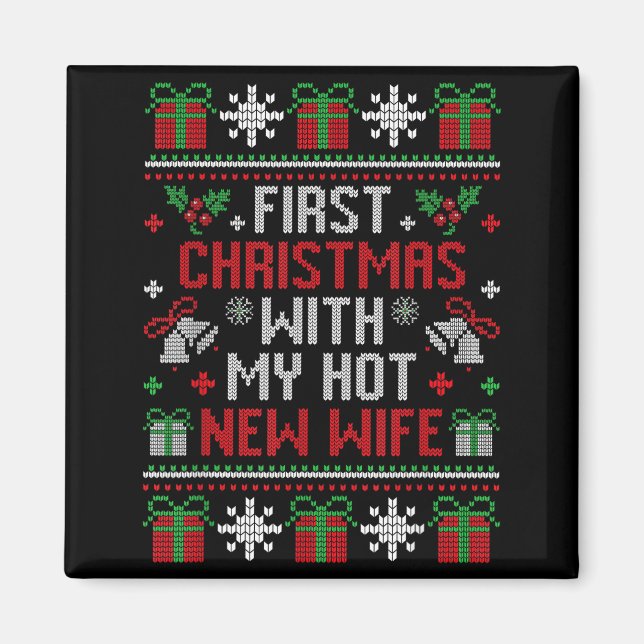 Wife Husband First Christmas Just Married Christma Magnet (Front)