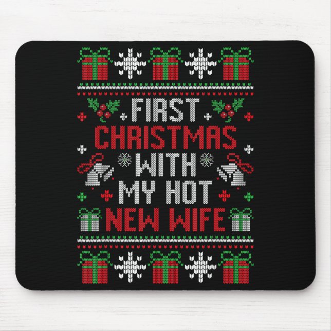 Wife Husband First Christmas Just Married Christma Mouse Mat (Front)