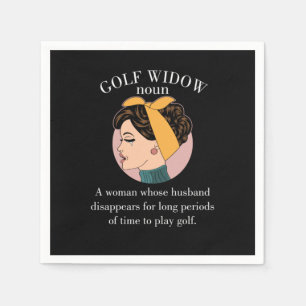 Wife Husband Golfer Funny Gift Golf Widow Noun Def Napkin