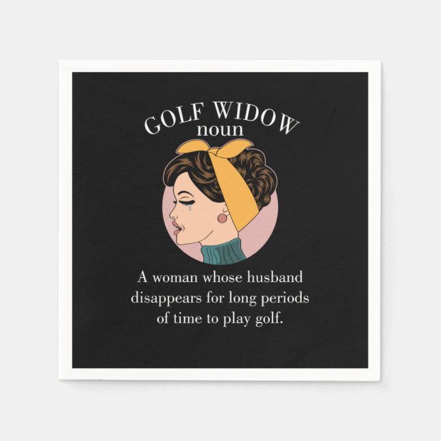 Wife Husband Golfer Funny Gift Golf Widow Noun Def Napkin (Front)