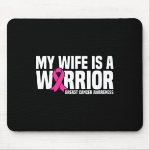 Wife Is A Warrior Pink Ribbon Breast Cancer Awaren Mouse Mat