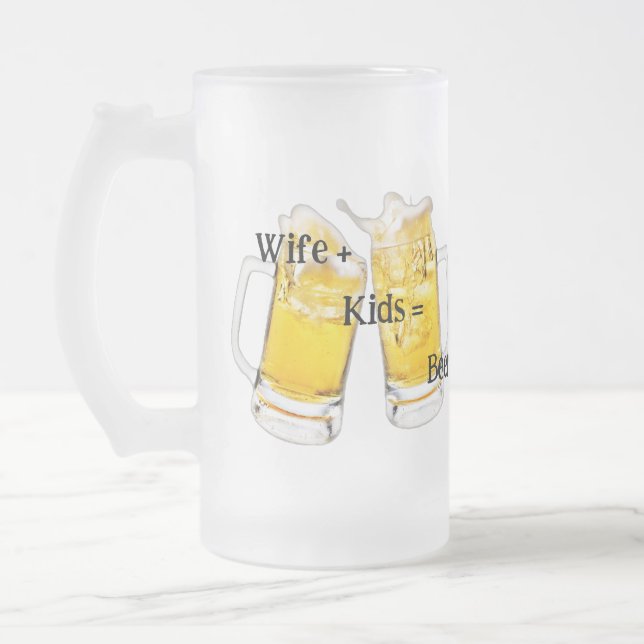 Wife+Kids=Beer Frosted Mug (Left)