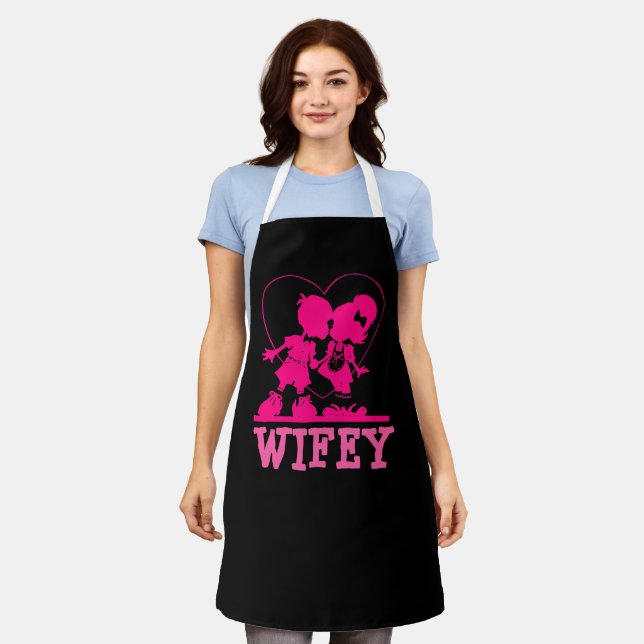 WIFE KITCHEN APRON WIFEY CUTE Apron (Worn)