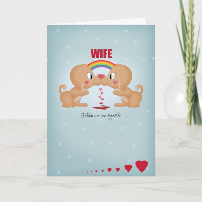 Wife Lesbian Valentine's Day Kissing Dogs And Hear Holiday Card (Front)