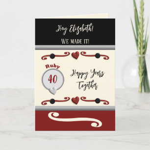 Wife love you ruby 40th anniversary black card