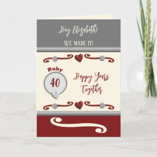 Wife love you ruby 40th anniversary grey card