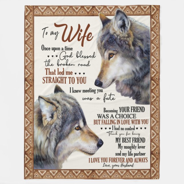 Wife Lover| To My Wife I Love You Forever & Always Fleece Blanket (Front)