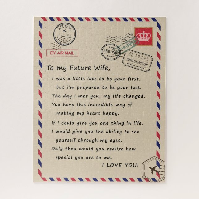 Wife Lovers | To My Future Wife I Love You Jigsaw Puzzle (Vertical)