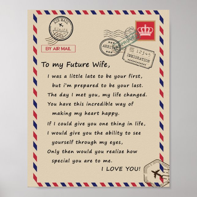 Wife Lovers | To My Future Wife I Love You Poster (Front)