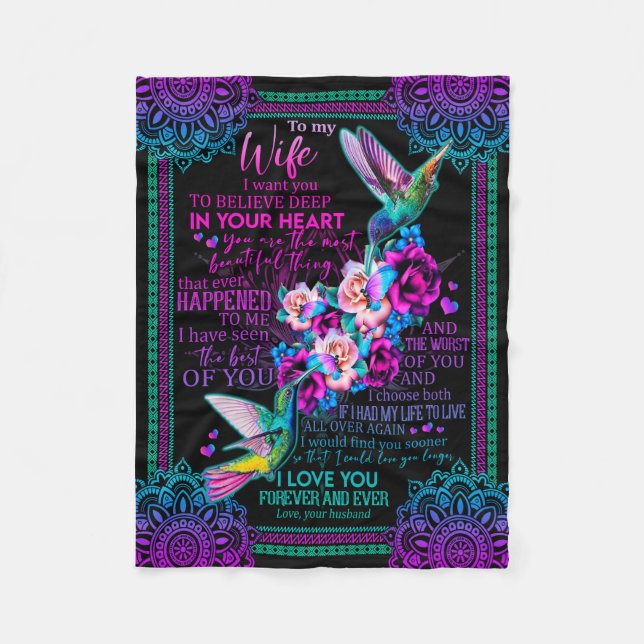 Wife Lovers | To My Wife I Love You Forever Ever Fleece Blanket (Front)