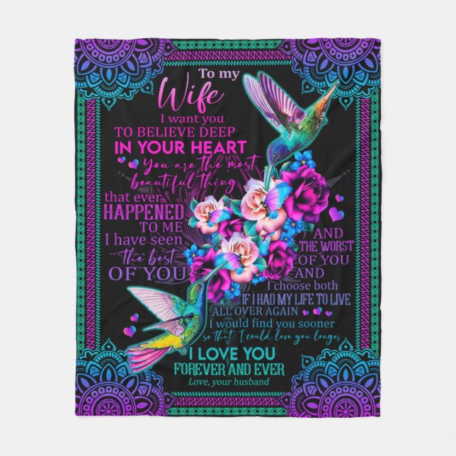 Wife Lovers | To My Wife I Love You Forever Ever Fleece Blanket (Front)