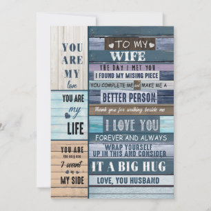 Wife Lovers   To My Wife I Love You Love Husband Holiday Card