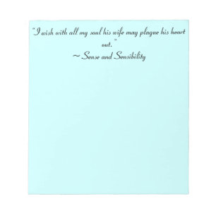 Wife May Plague His Heart Jane Austen Book Quote Notepad