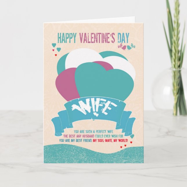 Wife, Modern Valentine's Greeting Card (Front)