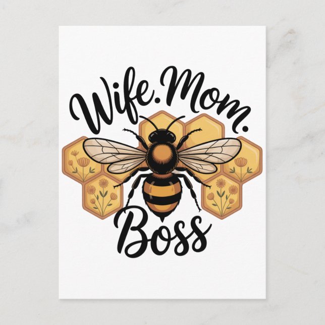 Wife. Mom. Boss Announcement Postcard (Front)
