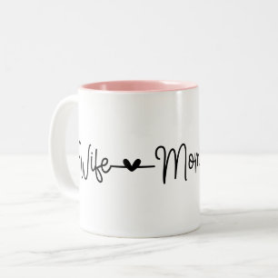 Wife Mom Boss cute love heart Two-Tone Coffee Mug