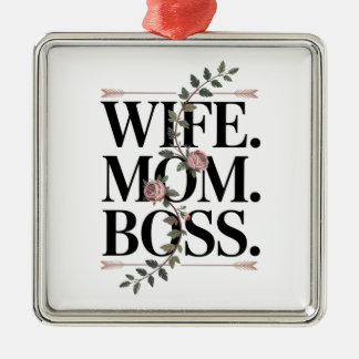 Wife. Mom. Boss. Metal Tree Decoration