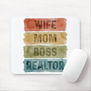 Wife Mom Boss Realtor Personalized Real Estate Mouse Mat