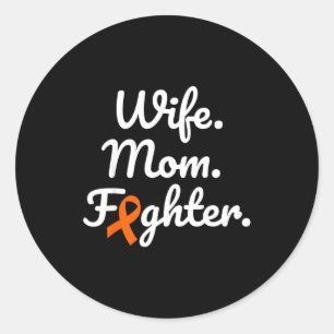 Wife Mom Fighter Multiple Sclerosis Awareness Ribb Classic Round Sticker