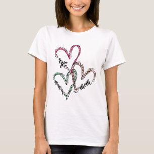 Wife Mom Memaw Leopard Heart Valentine Women T-Shirt